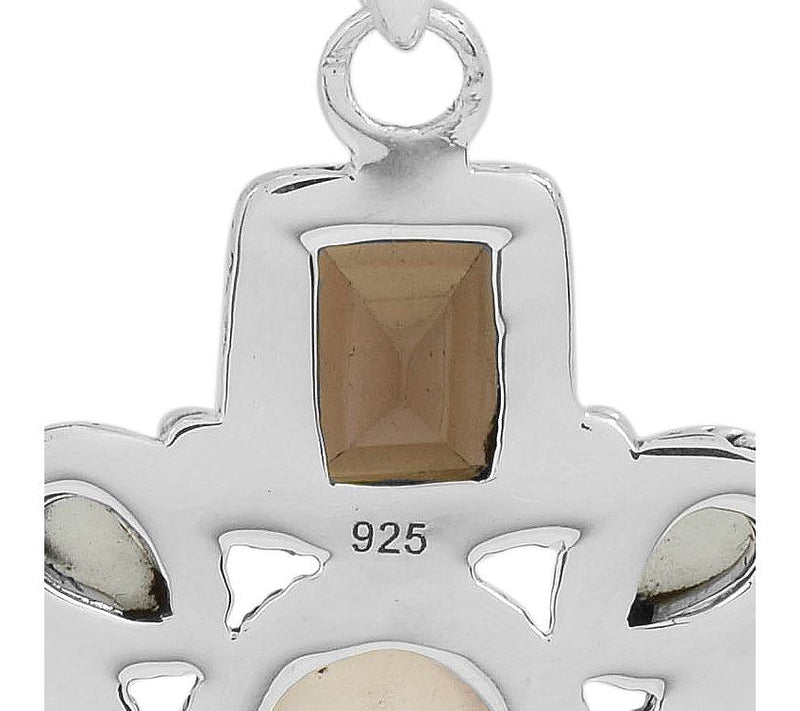 Artisan Crafted Sterling Quartz Aquamarine & Garnet Pendant — View 4