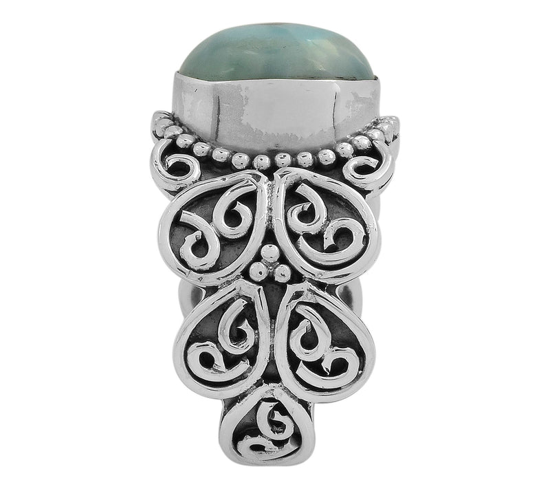 Artisan Crafted Sterling Silver Oval Larimar Ring — View 5