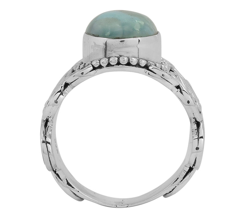 Artisan Crafted Sterling Silver Oval Larimar Ring — View 6