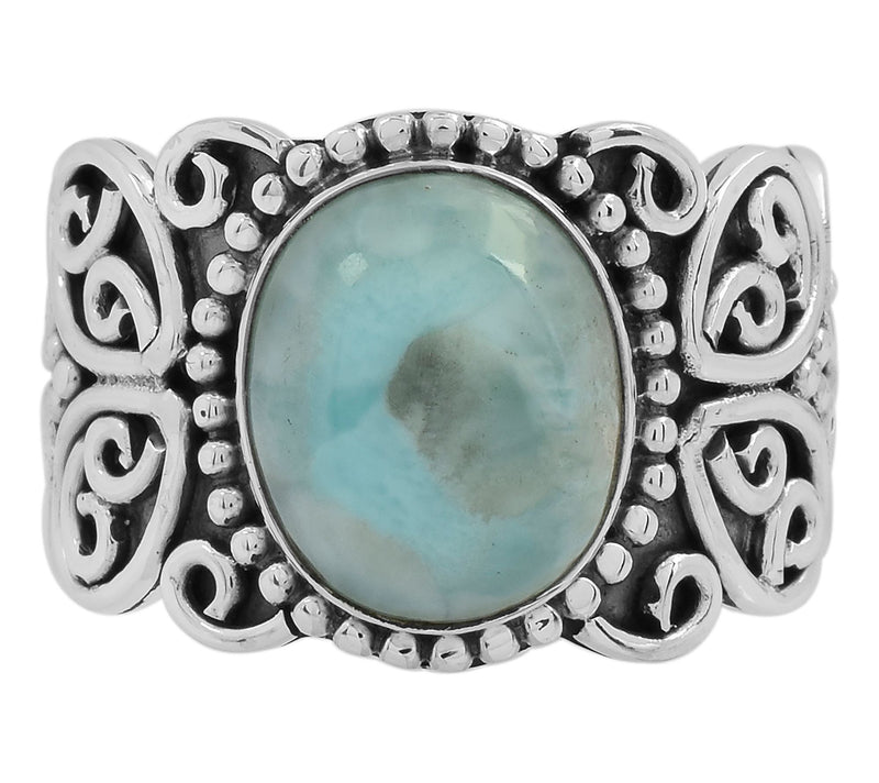 Artisan Crafted Sterling Silver Oval Larimar Ring — Main view