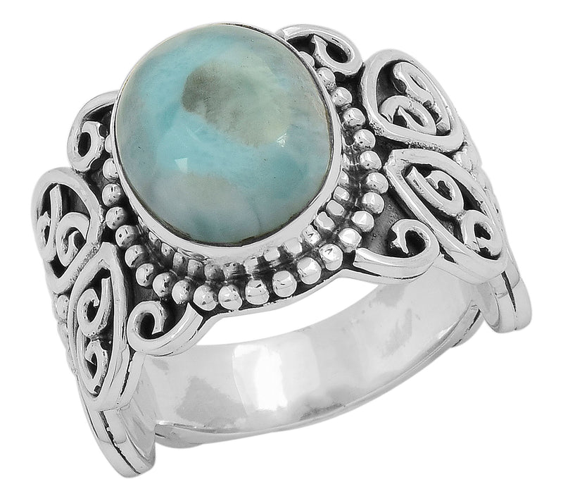 Artisan Crafted Sterling Silver Oval Larimar Ring — View 9