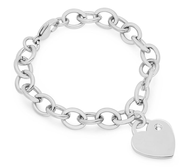 Steel By Design Heart Charm Rolo Chain Bracelet — Main view