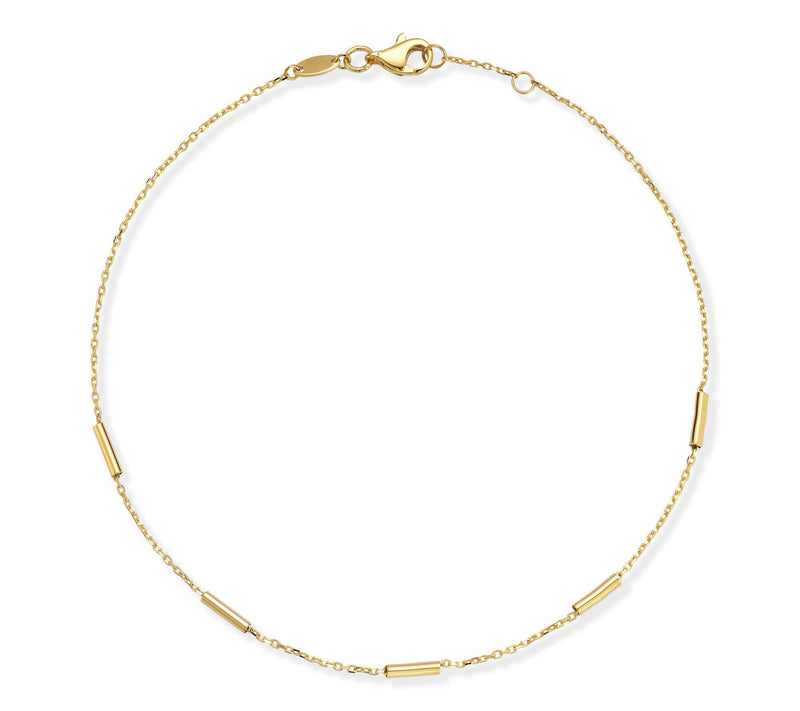 Luminosa Gold Cylinder Station Ankle Bracelet,14K — Main view