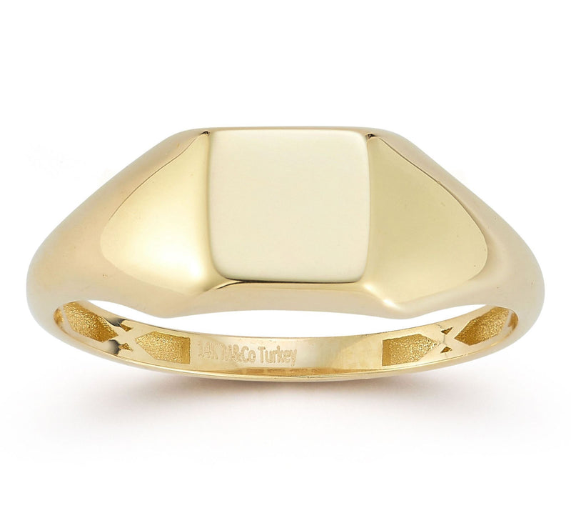 Luminosa Gold Flat Square Signet Ring, 14K — Main view