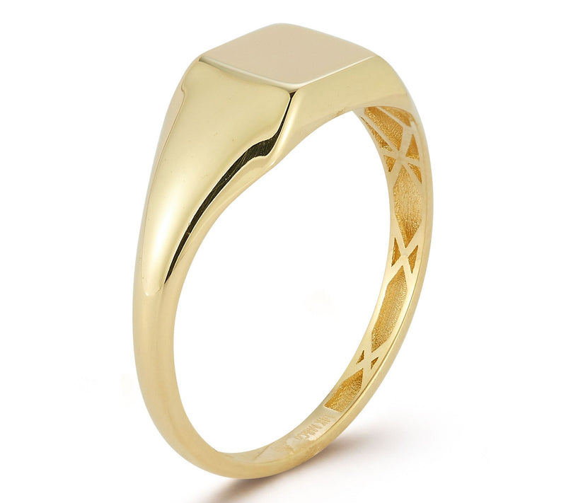 Luminosa Gold Flat Square Signet Ring, 14K — View 4