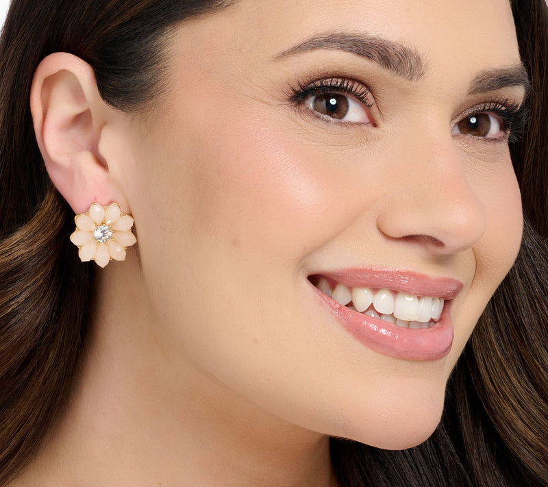 Joan Rivers Flower Button Post Earrings — View 3