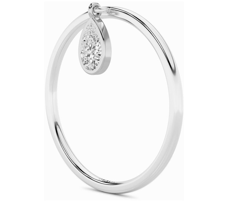 Vida Lab Diamonds Pear Cut Charm Ring, 14K White Gold — View 2