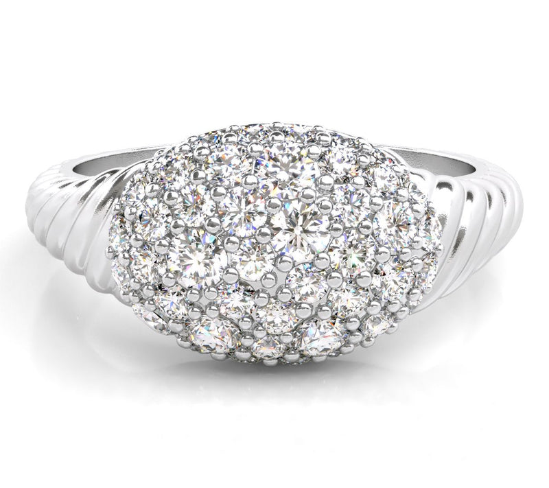 Diamonique Pave Cluster Signet Ring, Sterling Silver — View 2