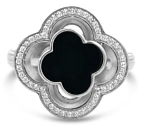 Ariva Sterling Clover Gemstone & Diamonique Bristol Ring — View 8