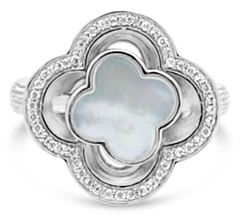 Ariva Sterling Clover Gemstone & Diamonique Bristol Ring — Main view