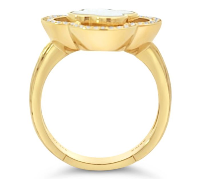 Ariva 18K Gold Clad Clover Gemstone & Diamonique Bristol Ring — View 2
