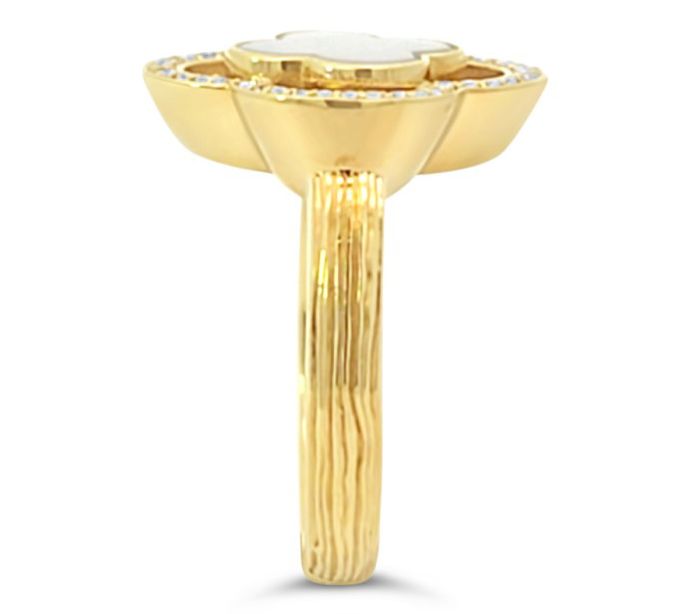 Ariva 18K Gold Clad Clover Gemstone & Diamonique Bristol Ring — View 3