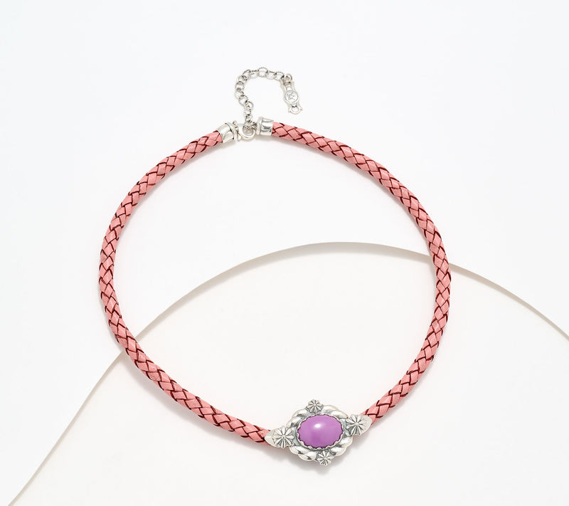 American West Sterl & Leather East-West Gemstone 17" Necklace — View 16