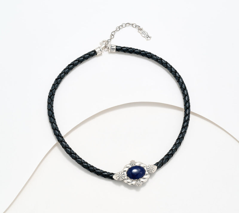 American West Sterl & Leather East-West Gemstone 17" Necklace — View 17