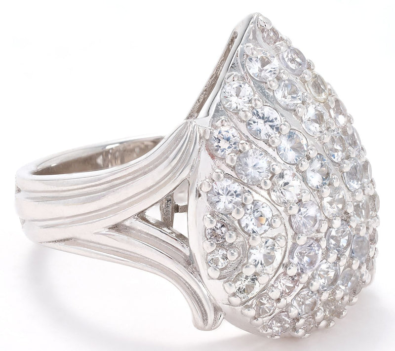 Christian James by Scott Grimes Sterling Silver White Sapphire Ripple Ring — View 2