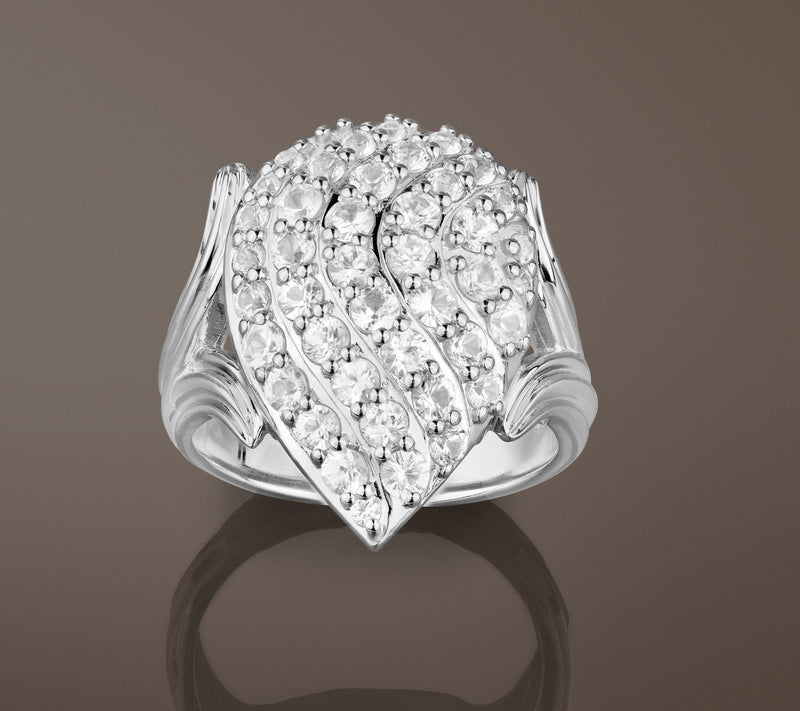 Christian James by Scott Grimes Sterling Silver White Sapphire Ripple Ring — View 4