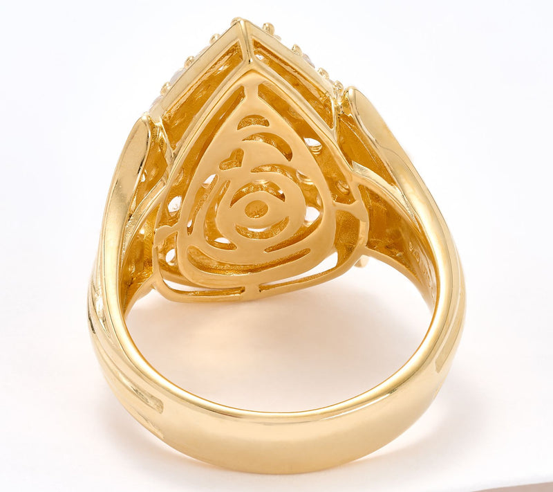 Christian James by Scott Grimes 14K Gold Clad White Sapphire Ripple Ring — View 3