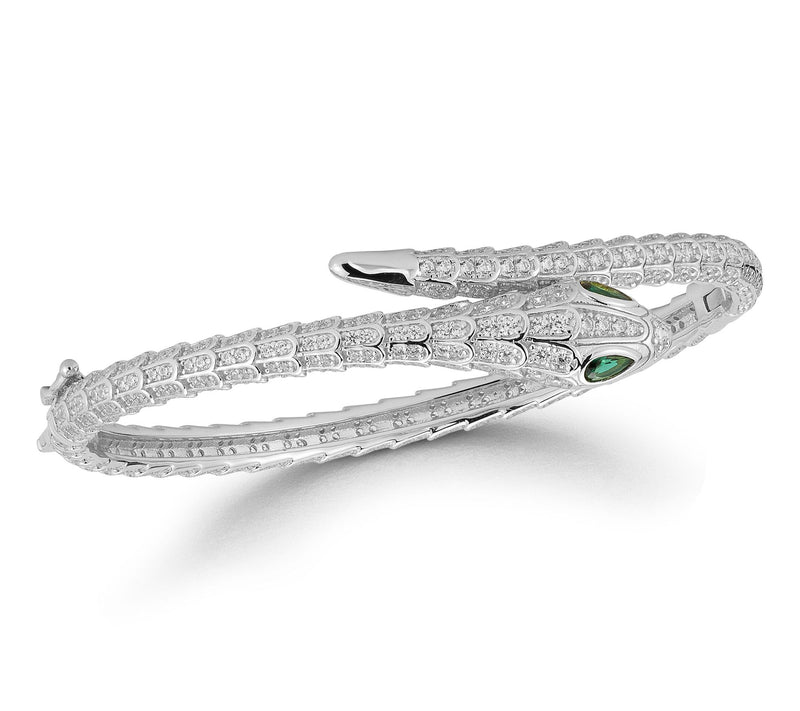 Sterlina Silver Pave Snake Bangle, Sterling — View 7