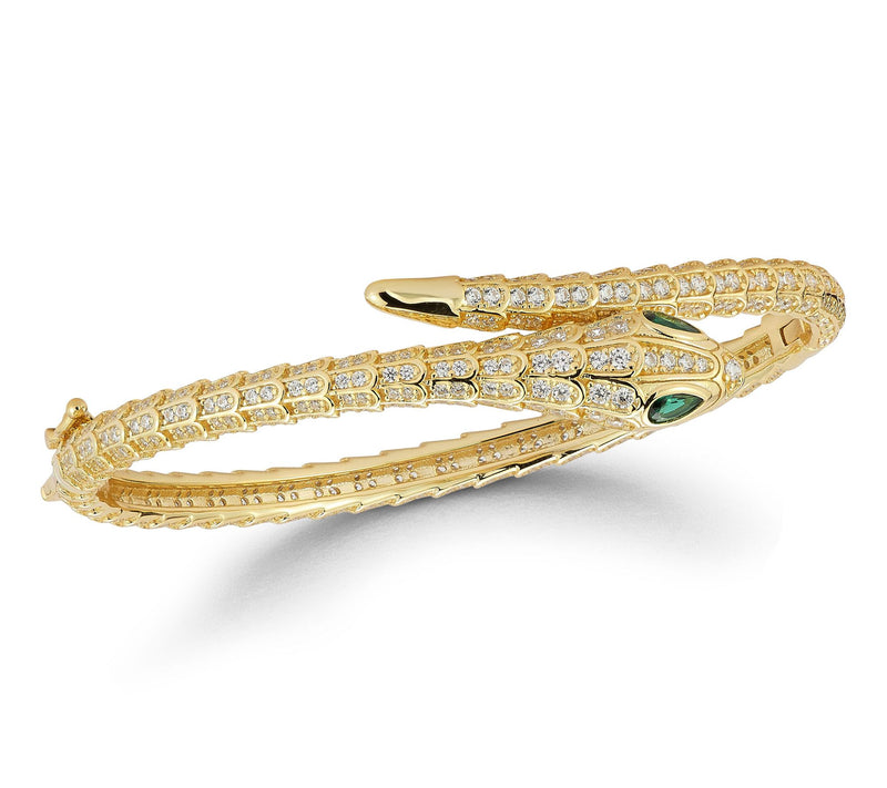 Sterlina Silver Pave Snake Bangle, Sterling — View 8