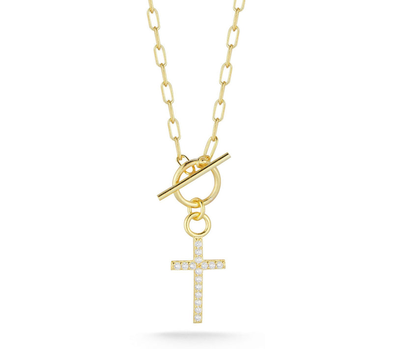 Sterlina Silver Pave Cross Toggle Necklace, Sterling — Main view