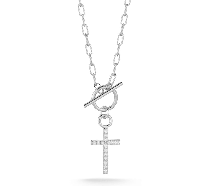 Sterlina Silver Pave Cross Toggle Necklace, Sterling — View 8