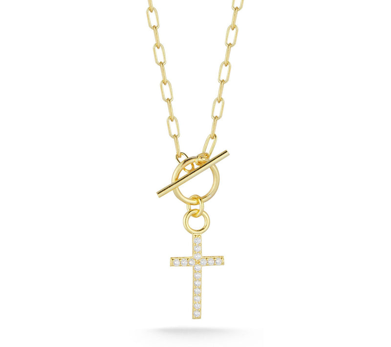 Sterlina Silver Pave Cross Toggle Necklace, Sterling — View 9