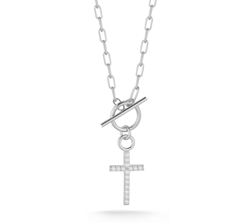 Sterlina Silver Pave Cross Toggle Necklace, Sterling — View 2