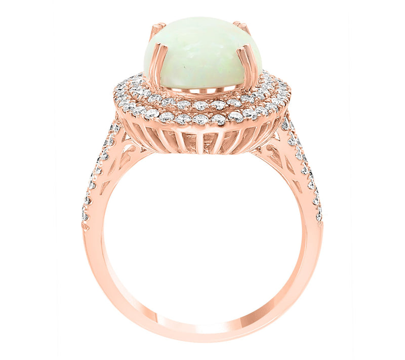 Effy Ethiopian Opal & Double Diamond Halo Ring,14K Gold — View 3