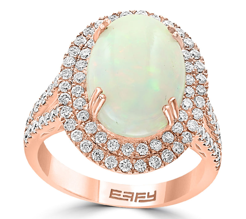 Effy Ethiopian Opal & Double Diamond Halo Ring,14K Gold — Main view