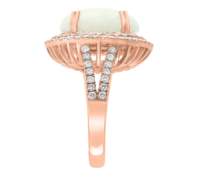 Effy Ethiopian Opal & Double Diamond Halo Ring,14K Gold — View 4