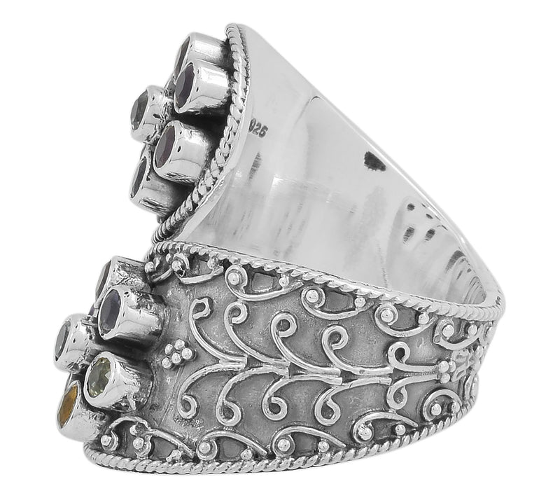 Artisan Crafted Sterling Multi-Gemstone BypassRing, Sterling — View 4