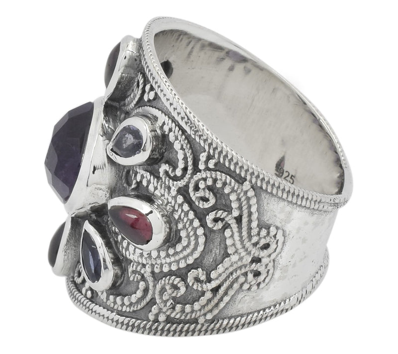 Artisan Crafted Sterling Multi-Gemstone Cigar Ring, Sterling — View 2