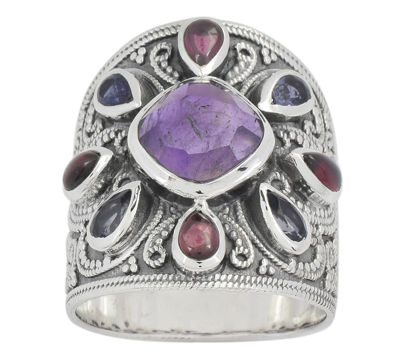 Artisan Crafted Sterling Multi-Gemstone Cigar Ring, Sterling — View 9