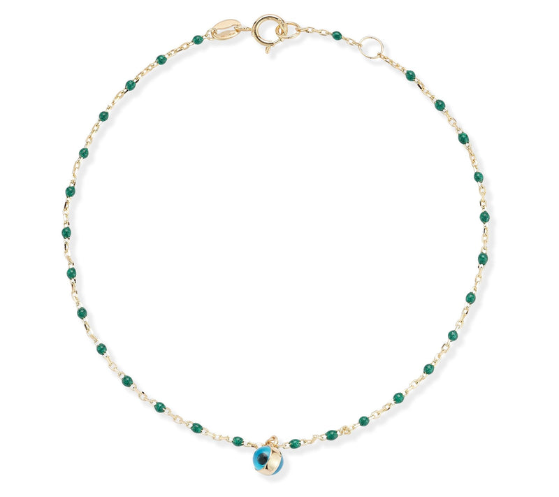Luminosa Gold Enamel Eye Evil Charm Bracelet, 14K — View 6