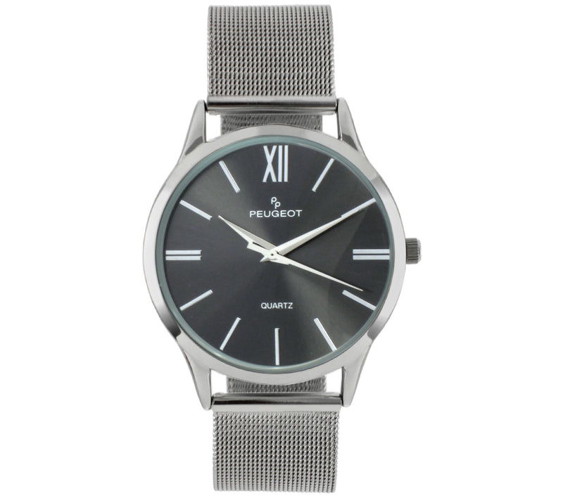 Peugeot Men's Stainless Steel Slim Grey Dial Mesh Watch — View 5