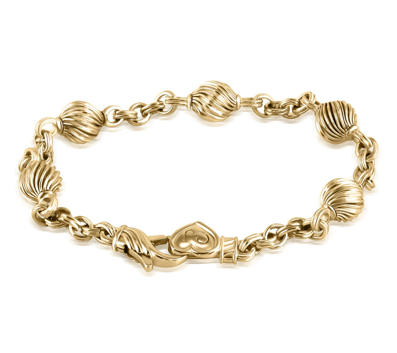 Christian James 14K Gold Clad Bead Station RoloLink Bracelet — View 2