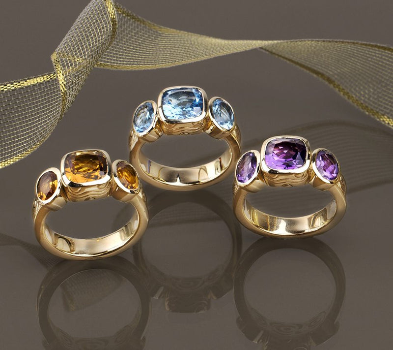 Christian James by Scott Grimes 14K Clad Triple Gemstone Ring — View 6