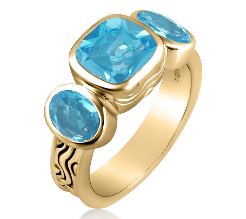 Christian James by Scott Grimes 14K Clad Triple Gemstone Ring — View 2