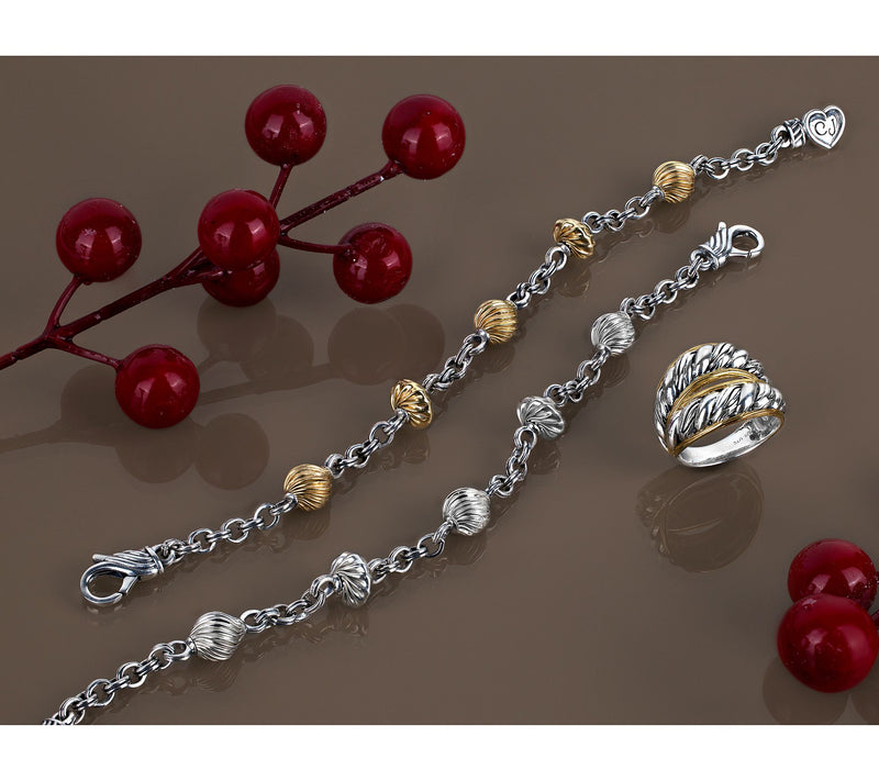 Christian James Two-Tone Sterling Alternating Bead Bracelet — View 5