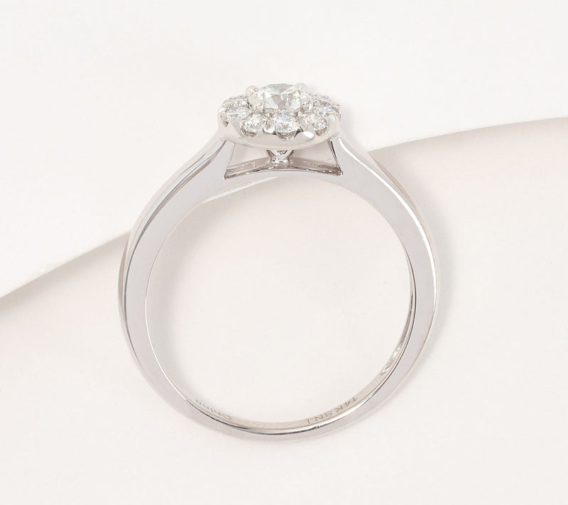 Affinity Diamonds 0.48 cttw Solitaire Halo Ring, 14K Gold — View 4