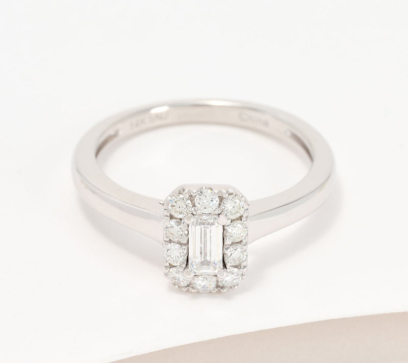 Affinity Diamonds 0.48 cttw Solitaire Halo Ring, 14K Gold — View 2
