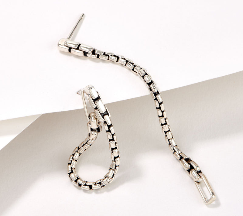 JAI Sterling Silver 3" Convertible Box Chain Earrings — Main view
