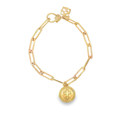 Elyse Ryan 14K Gold Clad Lisa Cross Charm Bracelet