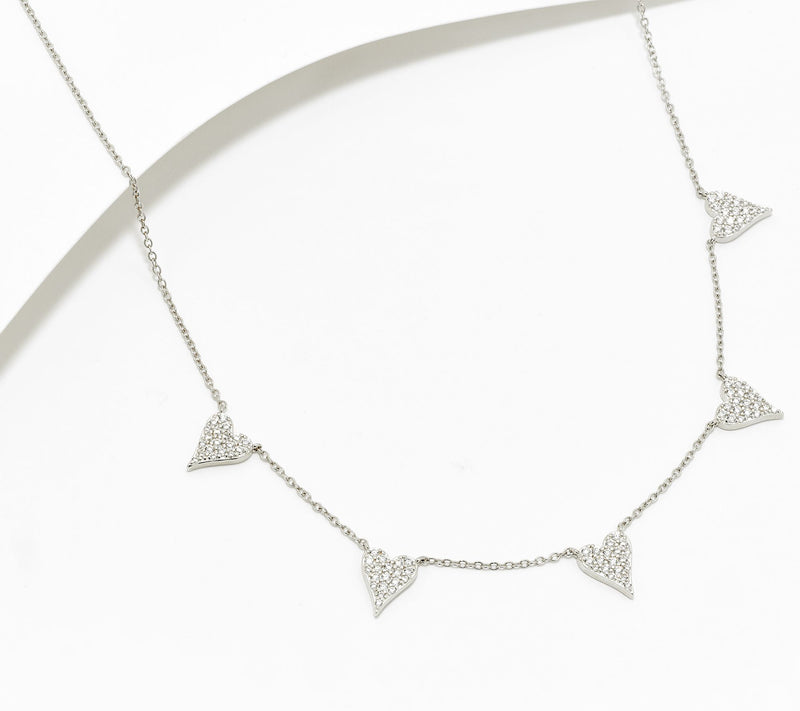 Diamonique x Jennifer Miller 5 Heart Station Necklace, Sterl — View 5