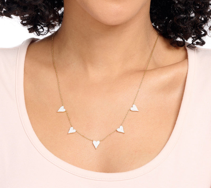 Diamonique x Jennifer Miller 5 Heart Station Necklace, Sterl — View 14