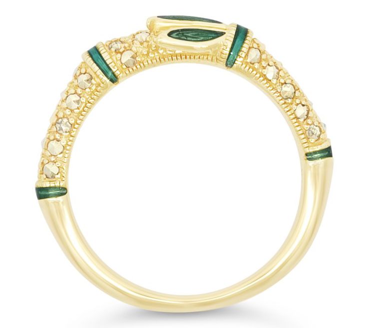 Dallas Prince 14K Gold Clad Marcasite & EnamelBand Ring Set — View 2