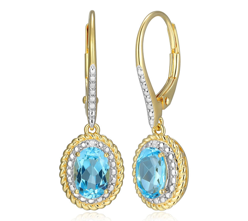 Affinity Gems Birthstone & Diamond Dangle Earrings, 18K Plated — View 29