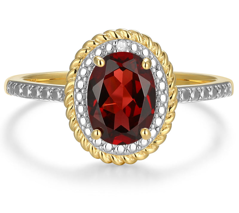 Affinity Gems Birthstone & Diamond Halo Ring, 18K Gold Plated — View 26