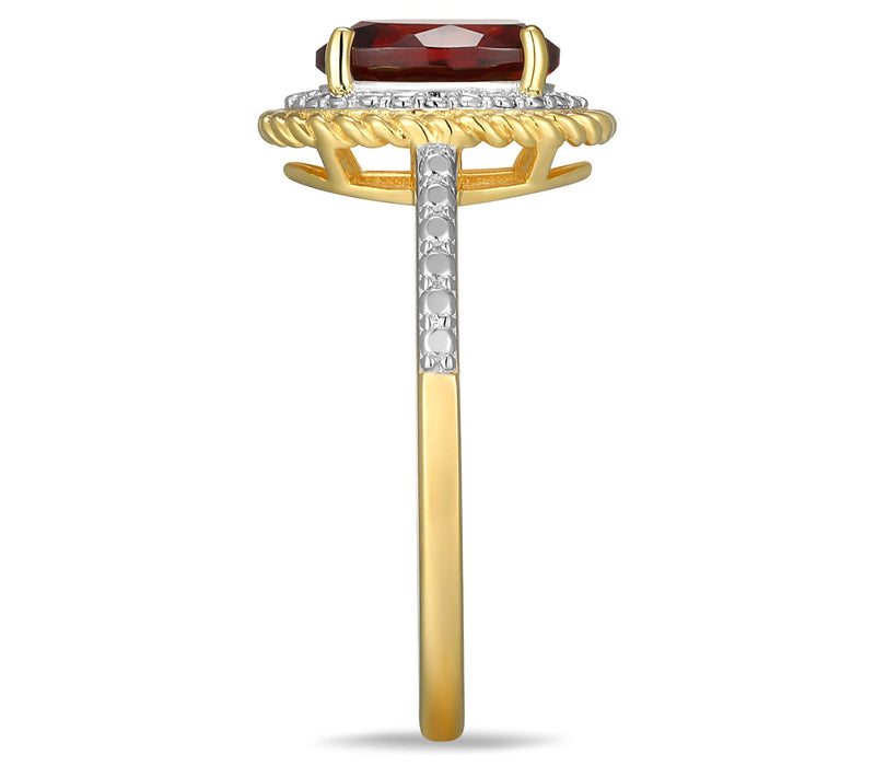 Affinity Gems Birthstone & Diamond Halo Ring, 18K Gold Plated — View 29