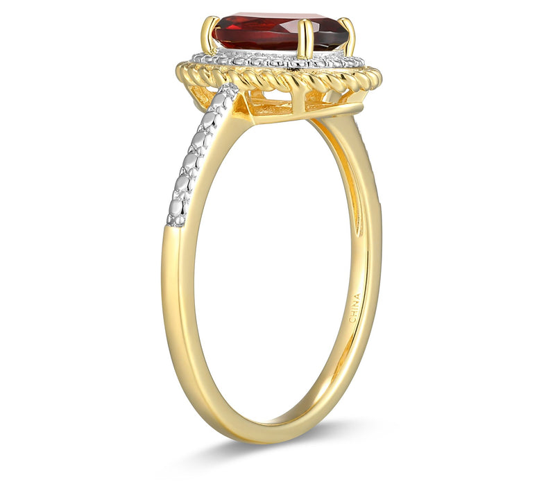 Affinity Gems Birthstone & Diamond Halo Ring, 18K Gold Plated — View 27